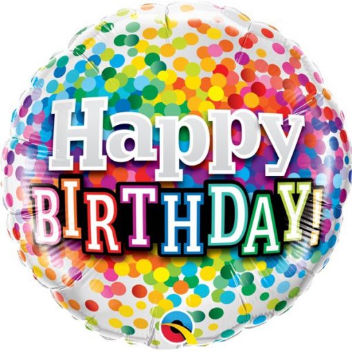 Folieballon Happy Birthday Confetti